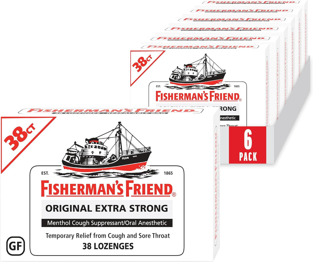 Fisherman's Friend Original Extra Strong Pastillas para la Tos (Paquete de 6 x 38 unidades) - 10mg de Mentol Natural