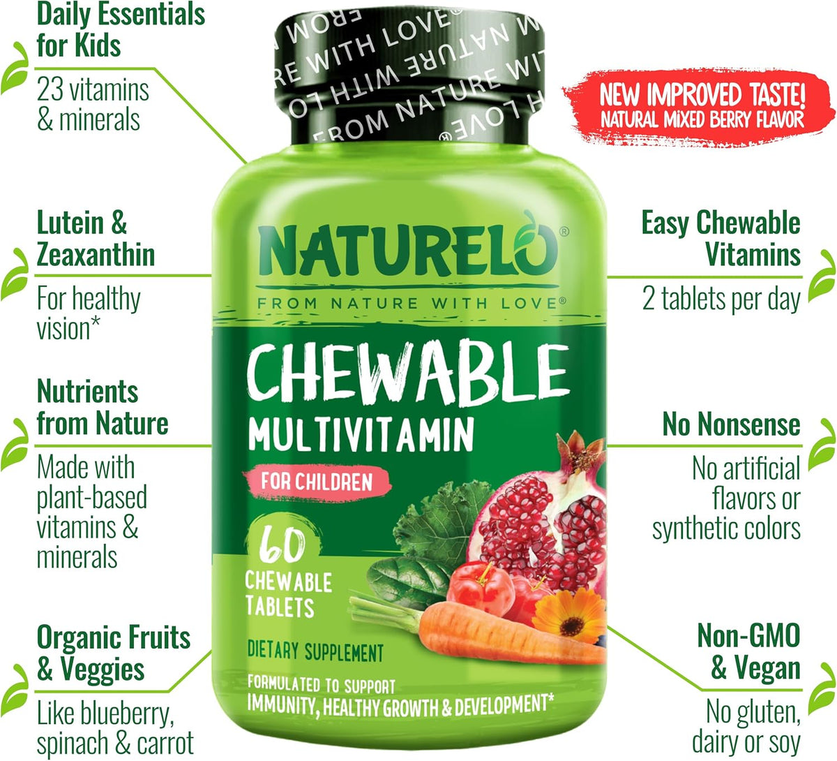 NATURELO Multivitamínico Masticable para Niños con Mezcla de Frutas Orgánicas - 60 Comprimidos – Image 4