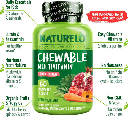 NATURELO Multivitamínico Masticable para Niños con Mezcla de Frutas Orgánicas - 60 Comprimidos – Image 4
