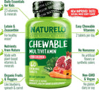 NATURELO Multivitamínico Masticable para Niños con Mezcla de Frutas y Verduras Ecológicas - 60 Comprimidos (Paquete de 2)
