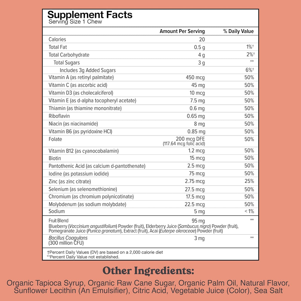 Chewsy Kids’ Multivitamin - Multivitamínico infantil masticable con probióticos y superalimentos