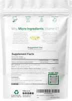 Micro Ingredients Vitamina E 400IU, 300 Cápsulas Blandas
