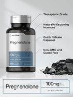 Horbäach Pregnenolona 100mg | 180 Cápsulas | No-GMO y Sin Gluten