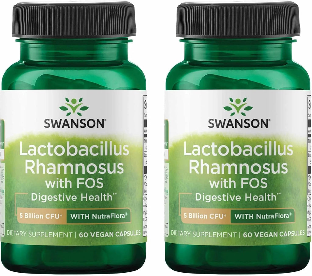 Swanson Lactobacillus Rhamnosus con FOS - 5 mil millones UFC - 60 Cápsulas Veganas