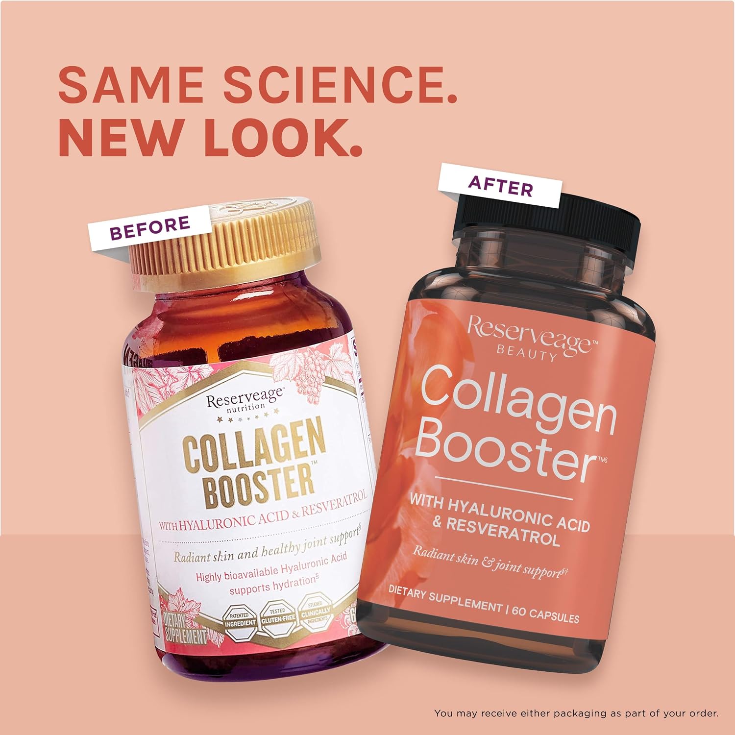 Reserveage Ultra Collagen Booster y Keratin Hair Booster - Cápsulas de Colágeno y Keratina con Dermaval, Biotina y Resveratrol - Apoyo para Piel y Cabello (60+60 cápsulas)