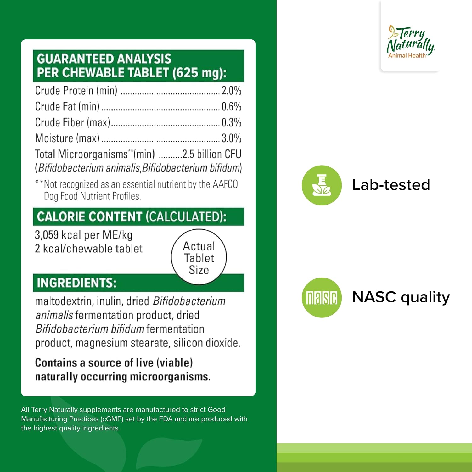 Terry Naturally Probiotic Daily - Probióticos para perros - 60 comprimidos masticables