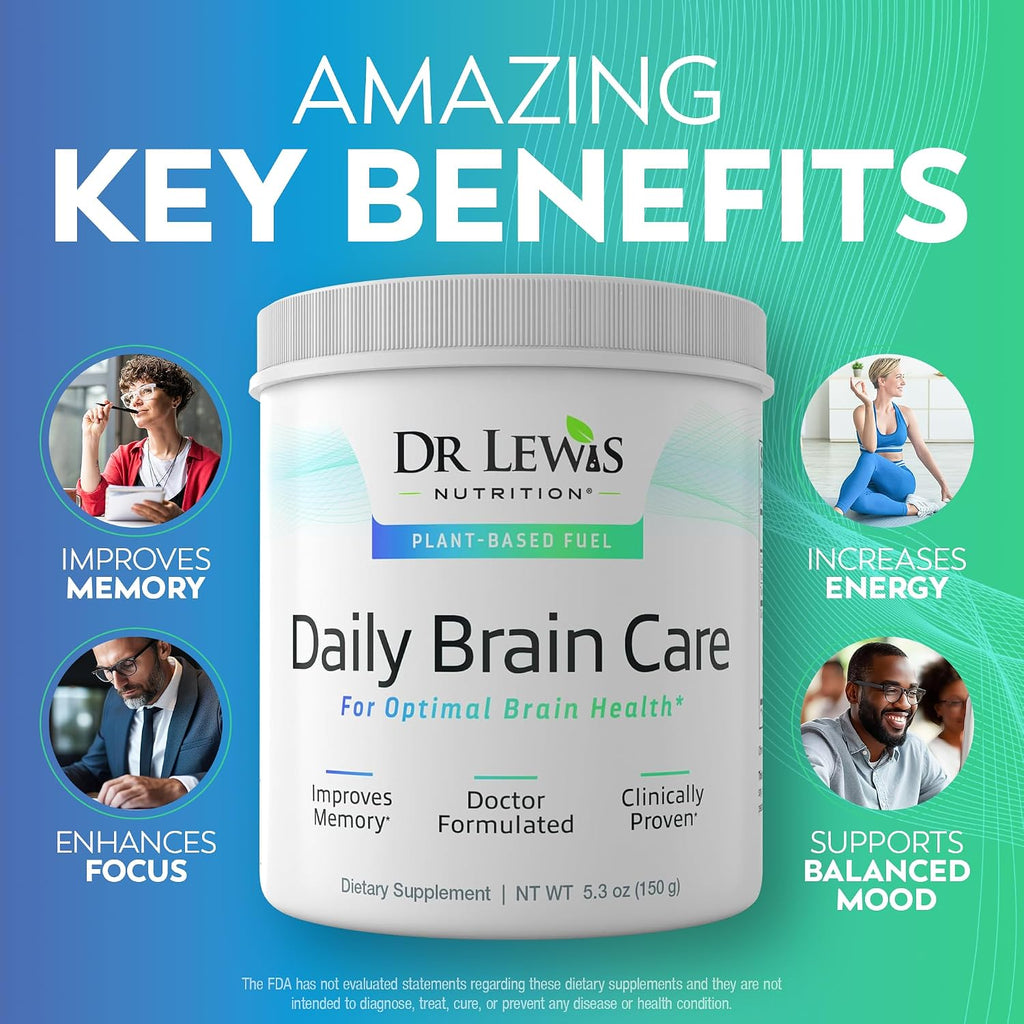 Dr Lewis Daily Brain Care Powder – Polvo para la memoria y concentración con Aloe Vera – 150g