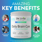 Dr Lewis Daily Brain Care Powder – Polvo para la memoria y concentración con Aloe Vera – 150g