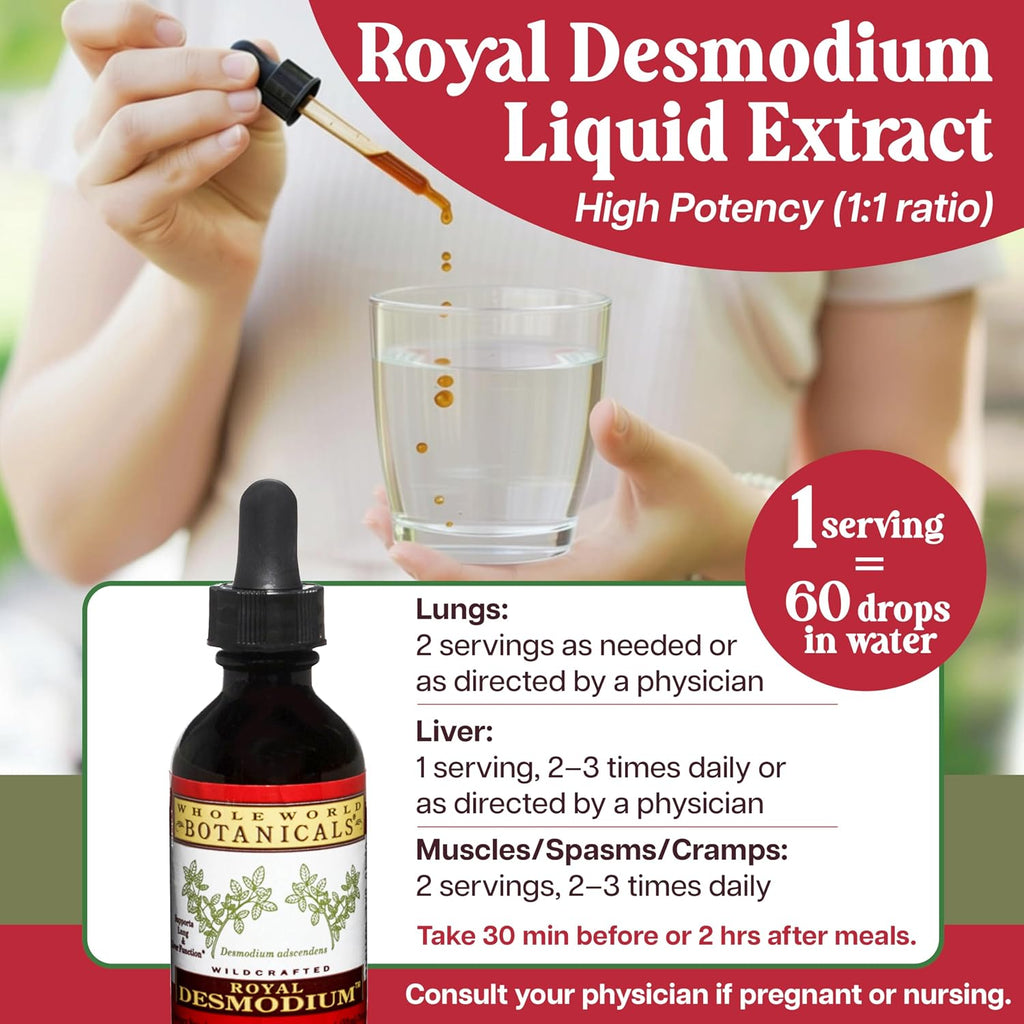 Whole World Botanicals - Royal Desmodium Apoyo Muscular y Tendinoso - 60 ml