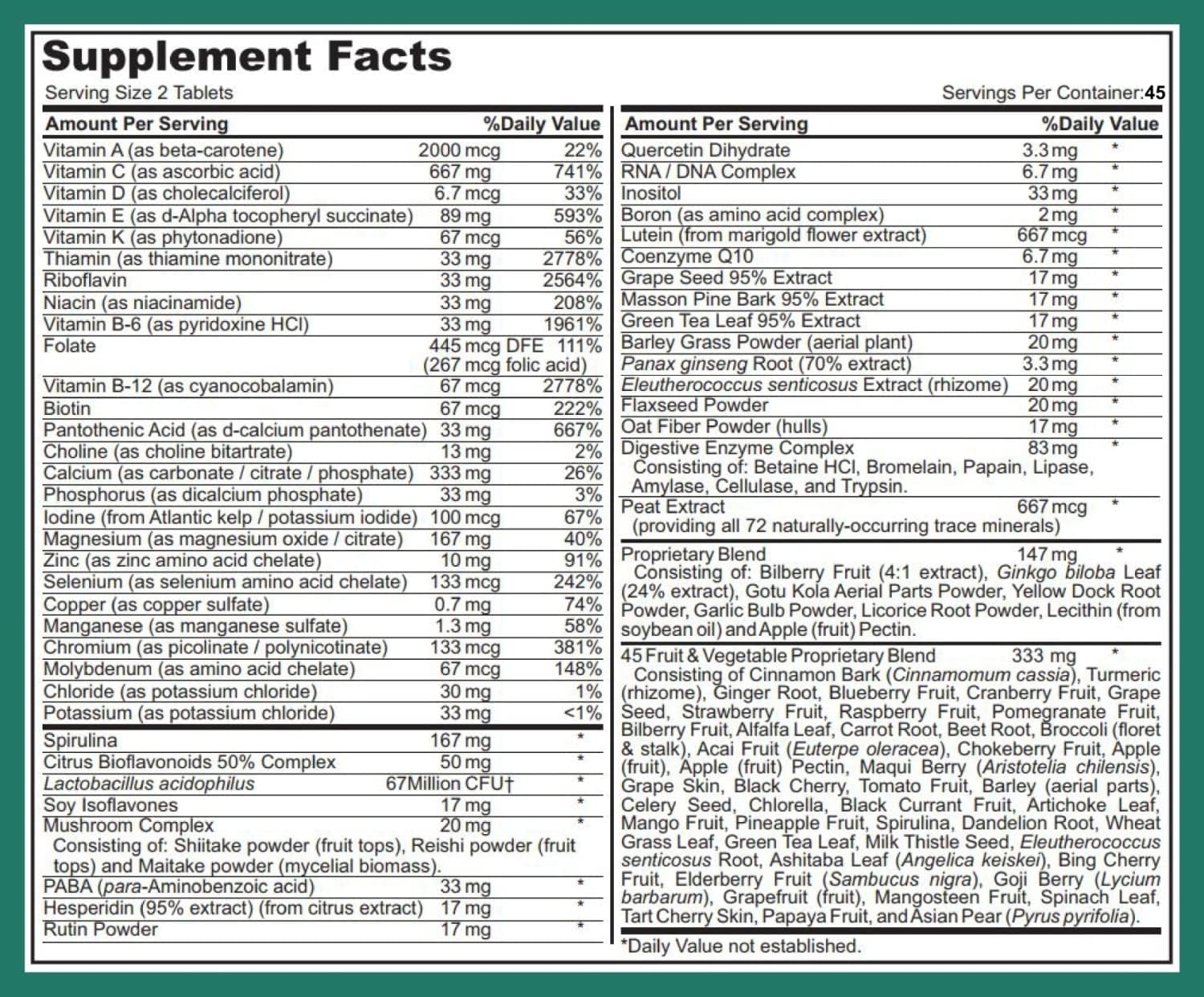 MEGA-M Multivitamin for Men and Women (+ superfoods, Mushrooms and enzymes)