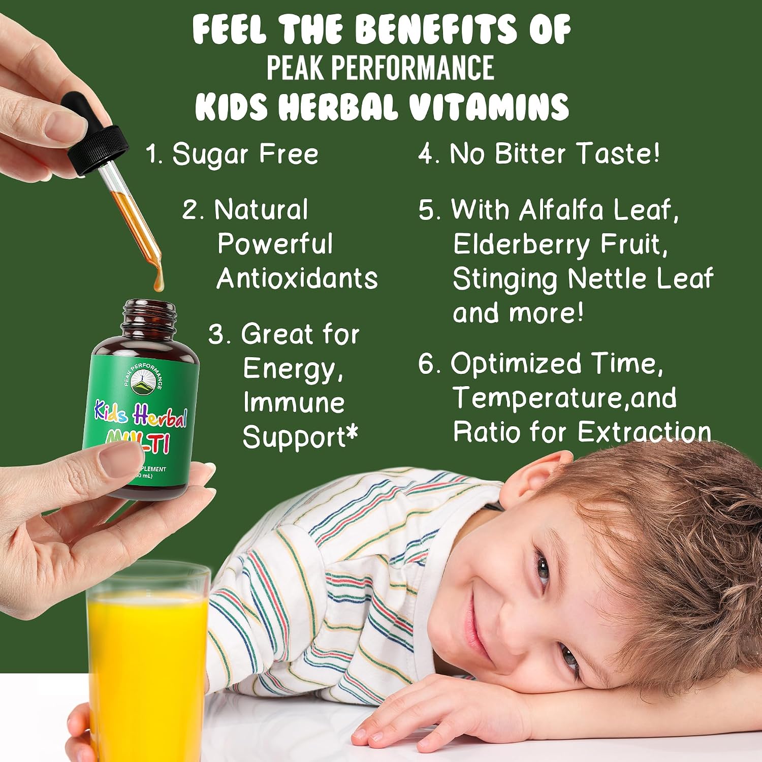 Peak Performance Kids - Multivitamínico Líquido Herbal para Niños - 60 ml
