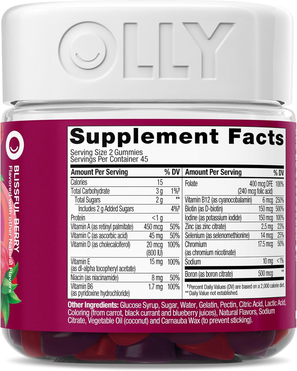 OLLY Multivitamínico para Mujeres en Gominolas, Sabor a Bayas, 90 Gominolas (45 Días)