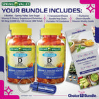 Choice Bundle Lote de 4 Botes de Gominolas de Vitamina D Sin Azúcar 50 mcg (2000 UI) + Guía y Pastillero