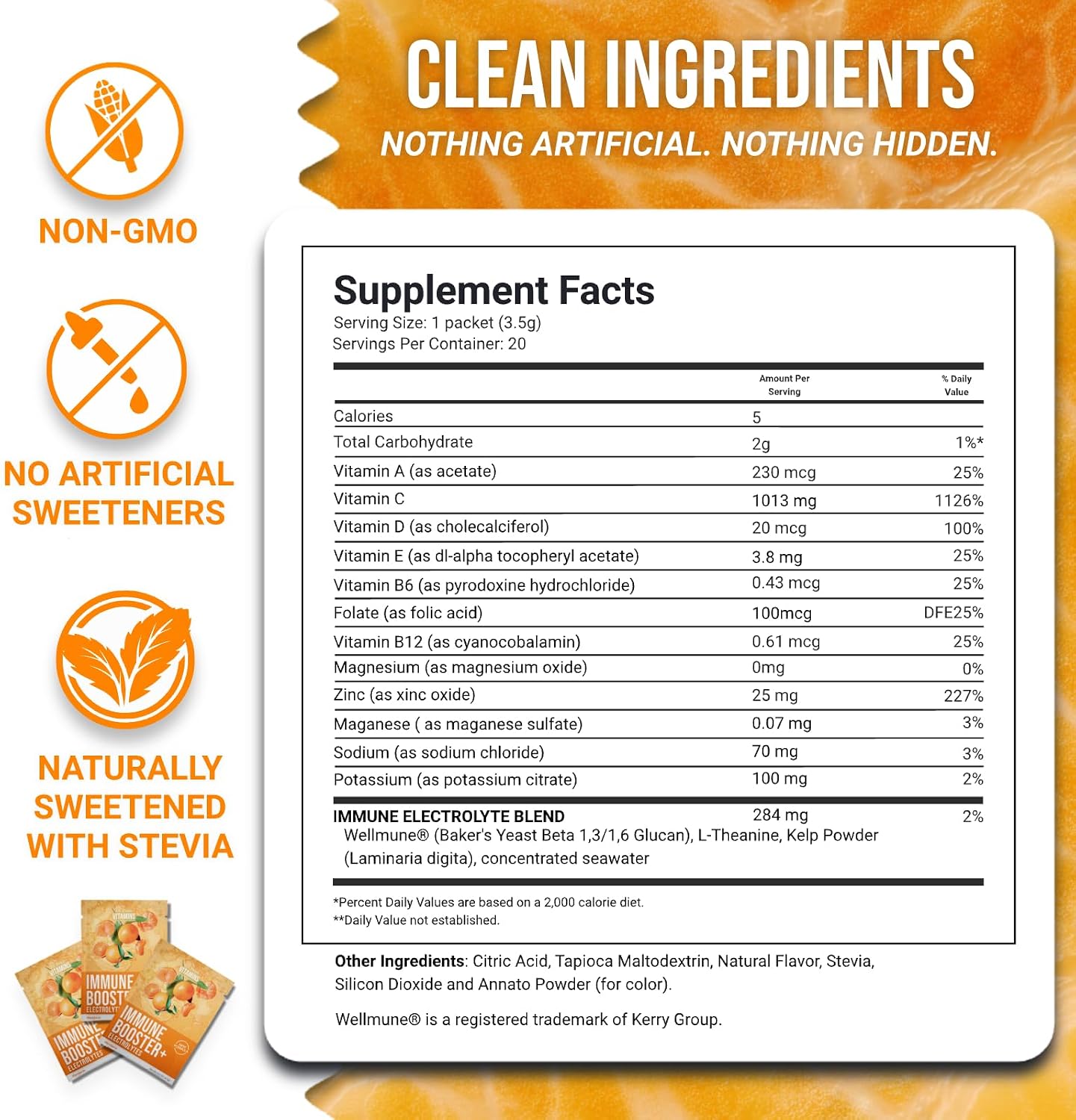 Dr. Price’s Vitamina C y Electrolitos en Polvo - Sabor Mandarina, 20 sobres