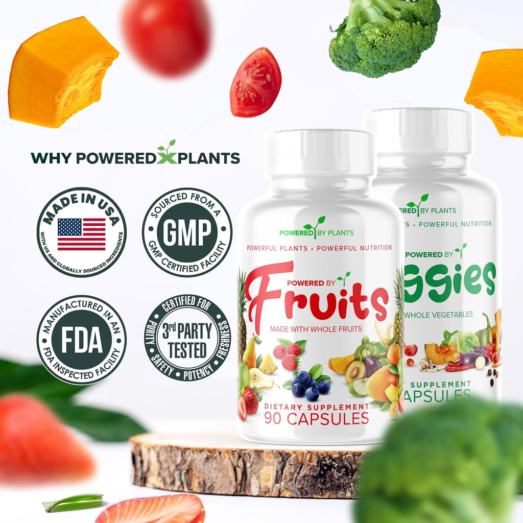 Fruits & Veggies Cápsulas - Superalimento Natural con Vitaminas y Minerales - Suplemento de Frutas y Verduras para Adultos (Paquete de 6, 90 Cápsulas cada uno)