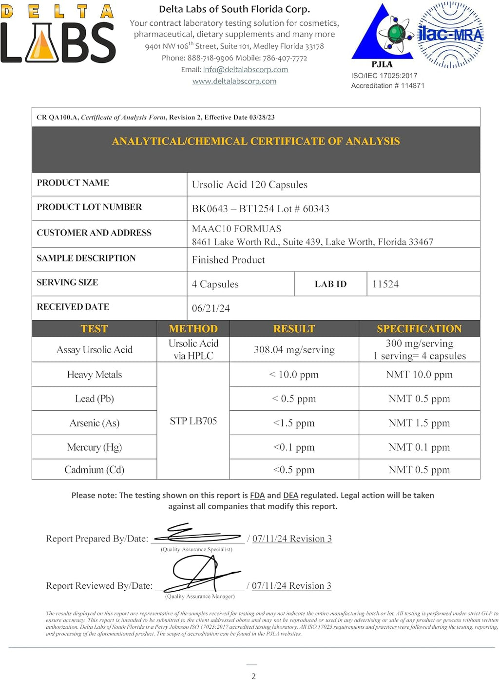 MAAC10 Ácido Ursólico 300 mg - Extracto de Romero - 120 Cápsulas