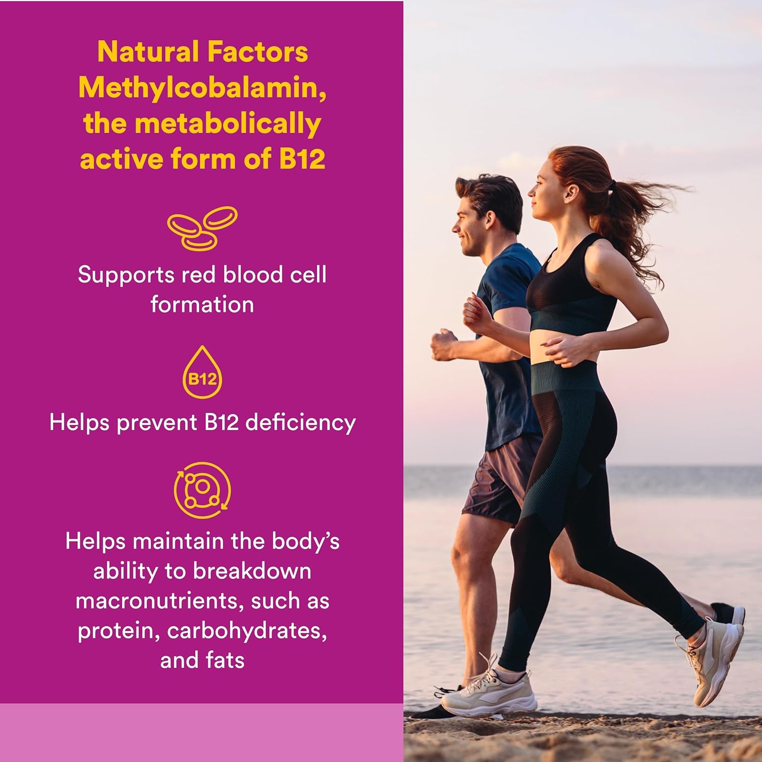 Natural Factors Metilcobalamina 1.000 mcg - Vitamina B12 en Forma Activa - 180 Comprimidos Masticables