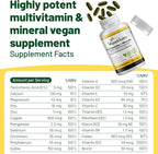 Multivitamínico Vegano para Mujeres y Hombres con Vitamina B12, D3 y K2 - 180 Comprimidos - 6 Meses de Suministro