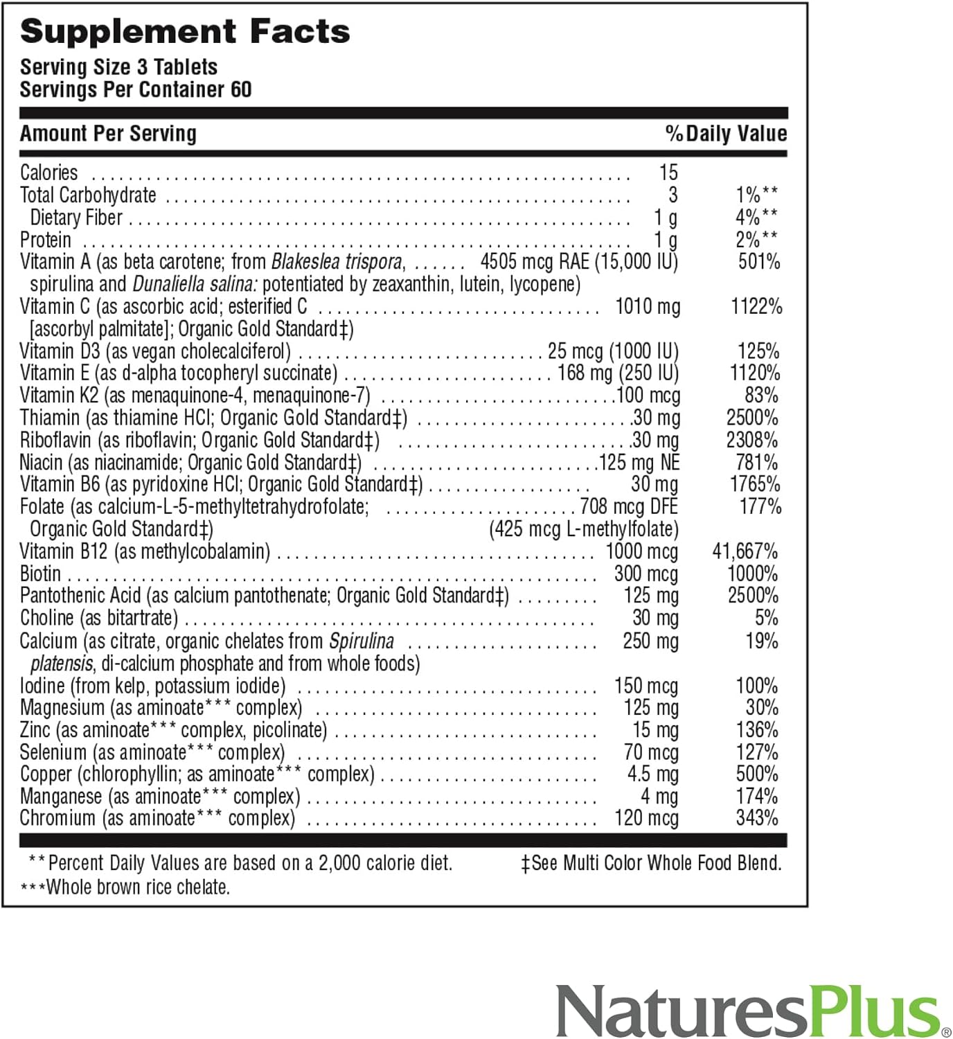 NaturesPlus Source of Life GOLD Multivitamínico - 180 Comprimidos