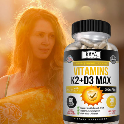 Kaya Naturals Vitamina D3 5000IU con K2 MK-7 – La absorción y utilización normal del calcio y del fósforo. – Image 9