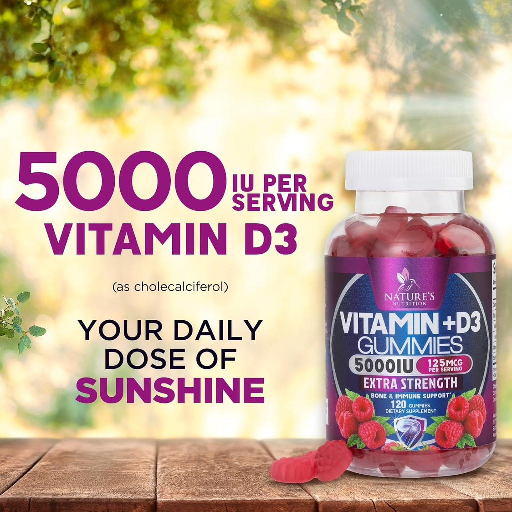 Suplemento de Vitamina D3 en Gominolas - 5000 UI por ración (120 gominolas)