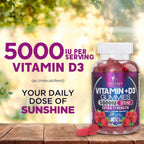 Suplemento de Vitamina D3 en Gominolas - 5000 UI por ración (120 gominolas)