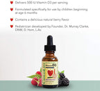 ChildLife Essentials Gotas de Vitamina D3 para Bebés, Niños y Pequeños - 500 UI, Sabor Natural Berry, 3 x 30 ml