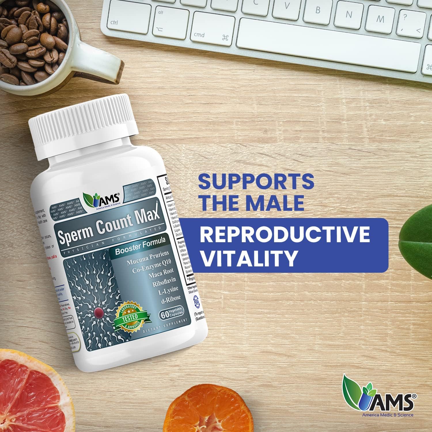 America Medic & Science Sperm Count Max (60 Cápsulas) - Suplemento de Fertilidad Masculina