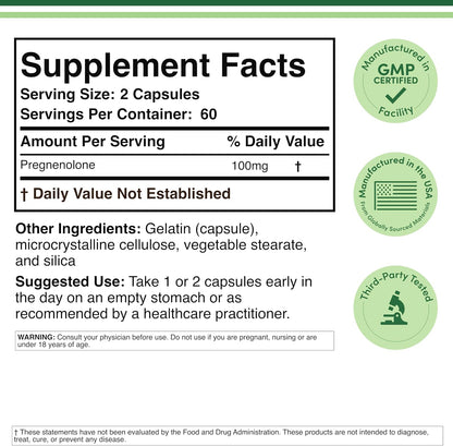 Pregnenolona 100 mg por dosis (Convertido a – Equilibrio hormonal: Como precursor de la progesterona, la – Image 2