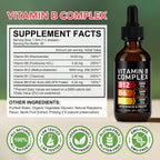 Frovetani Complejo B Orgánico Líquido con Vitaminas B12 Metilcobalamina, B6, B1, B9 - Apoyo Metabólico, Vegano, Sin Gluten