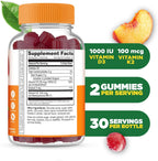 Lifeable Vitamina D3 y K2 Gominolas para Adultos | 1000 UI D3 + 100 mcg K2 | Sabor Fresa | 60 Gominolas