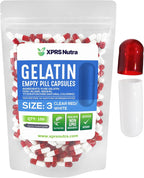 XPRS Nutra Cápsulas Vacías Tamaño 3 - 100 Cápsulas de Gelatina Bovina - Para Rellenar con tus Propios Suplementos (Transparente Rojo/Blanco)