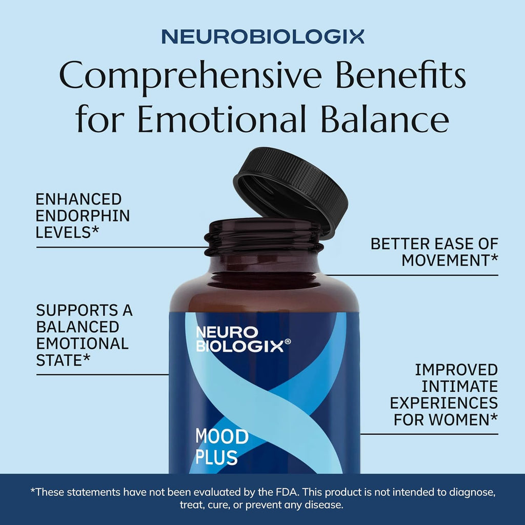 Neurobiologix Mood Plus: 60 Capsules with GABA, 5-HTP, Ashwagandha, and Magnesium for Emotional Balance