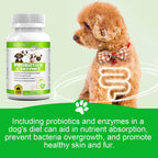 FSLHCY Probióticos para Perros, 180 Masticables con Enzimas Digestivas y Prebióticos - Sabor a Pato de Pekín