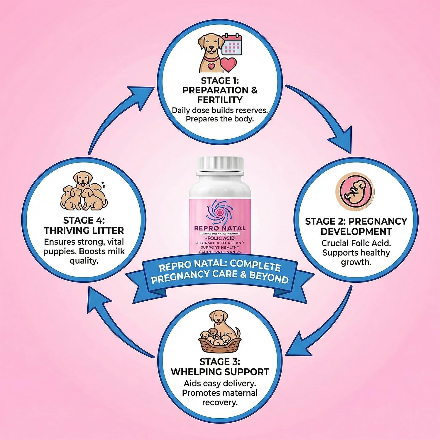 ReproNatal™ Cápsulas Multivitamínicas Prenatales para Perras - 60 Días