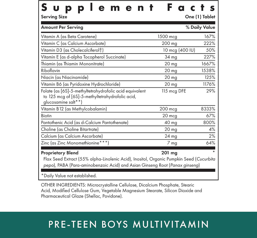Michael's Health Multivitamínico Diario para Chicos Pre-Adolescentes - 60 Comprimidos Vegetarianos - Con Mezcla Herbolaria Masculina - Kosher