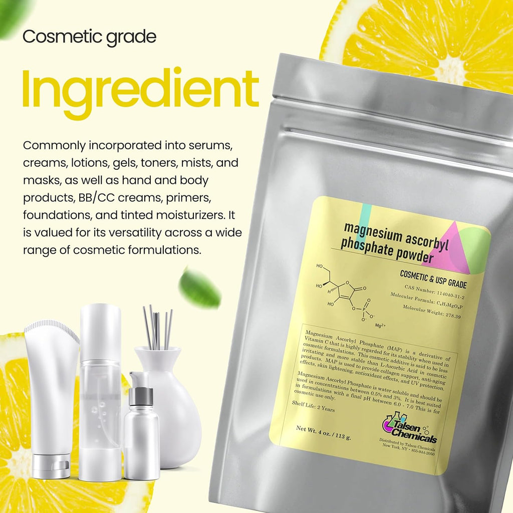 Talsen Chemicals Magnesium Ascorbyl Phosphate Powder (2 oz / 56 g) - Vitamina C Estable para Skincare DIY