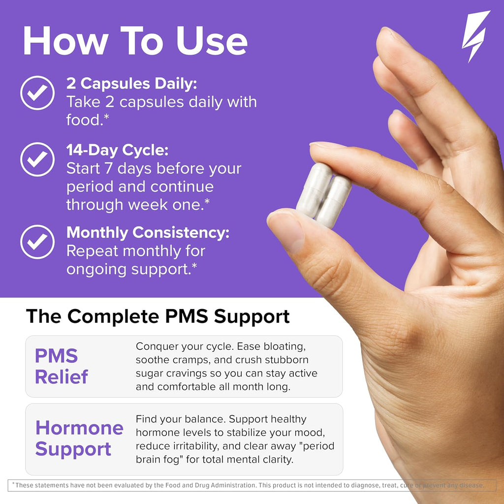 Inno Complete PMS Support - Suplemento para el síndrome premenstrual con sauzgatillo, vitamina B6 y calcio (28 cápsulas)