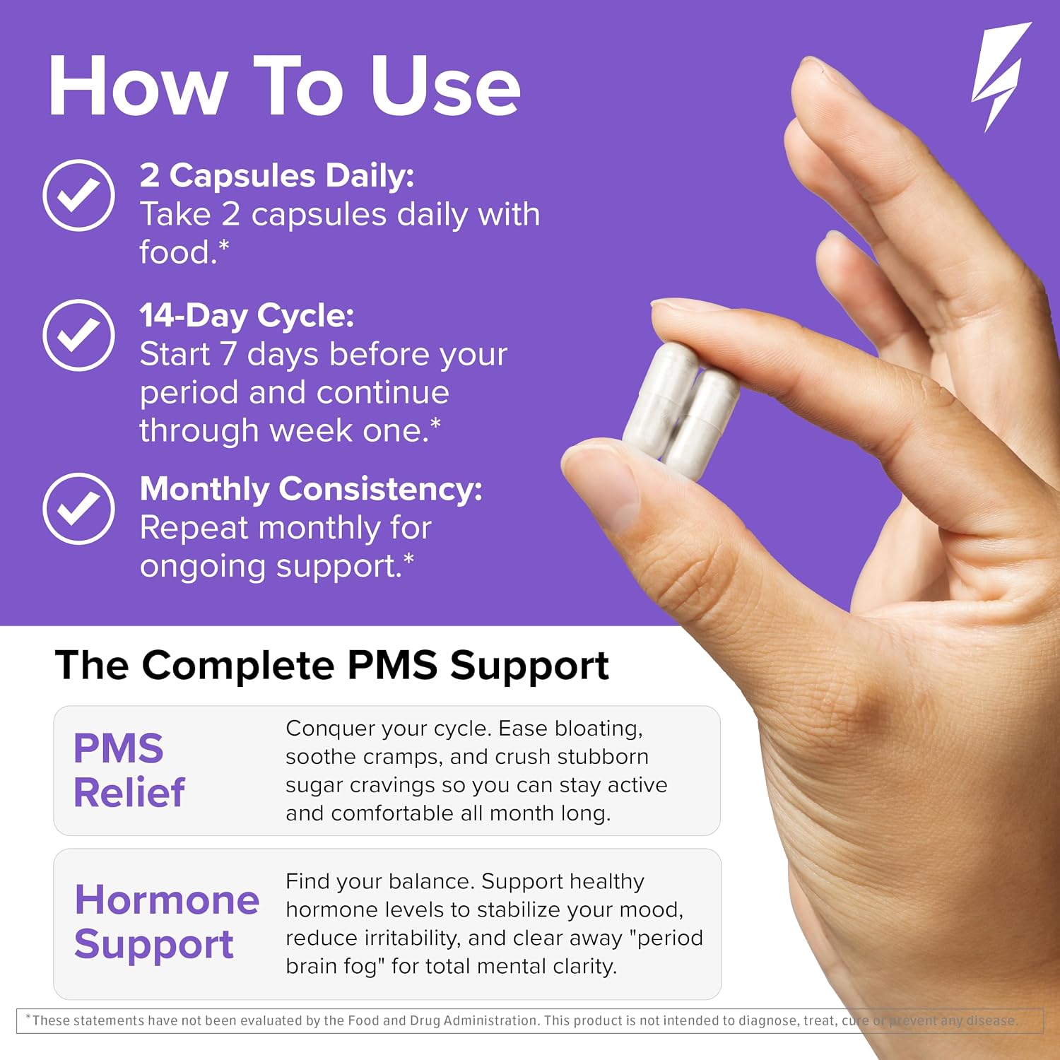 Inno Complete PMS Support - Suplemento para el síndrome premenstrual con sauzgatillo, vitamina B6 y calcio (28 cápsulas)