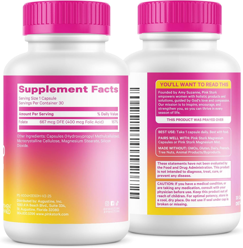 Pink Stork Ácido Fólico 400 mcg – 30 Cápsulas Vegetarianas