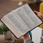 NKJV, Large Print Thinline Reference Bible, Blue Letter, Maclaren Series, Genuine Leather, Black, Comfort Print