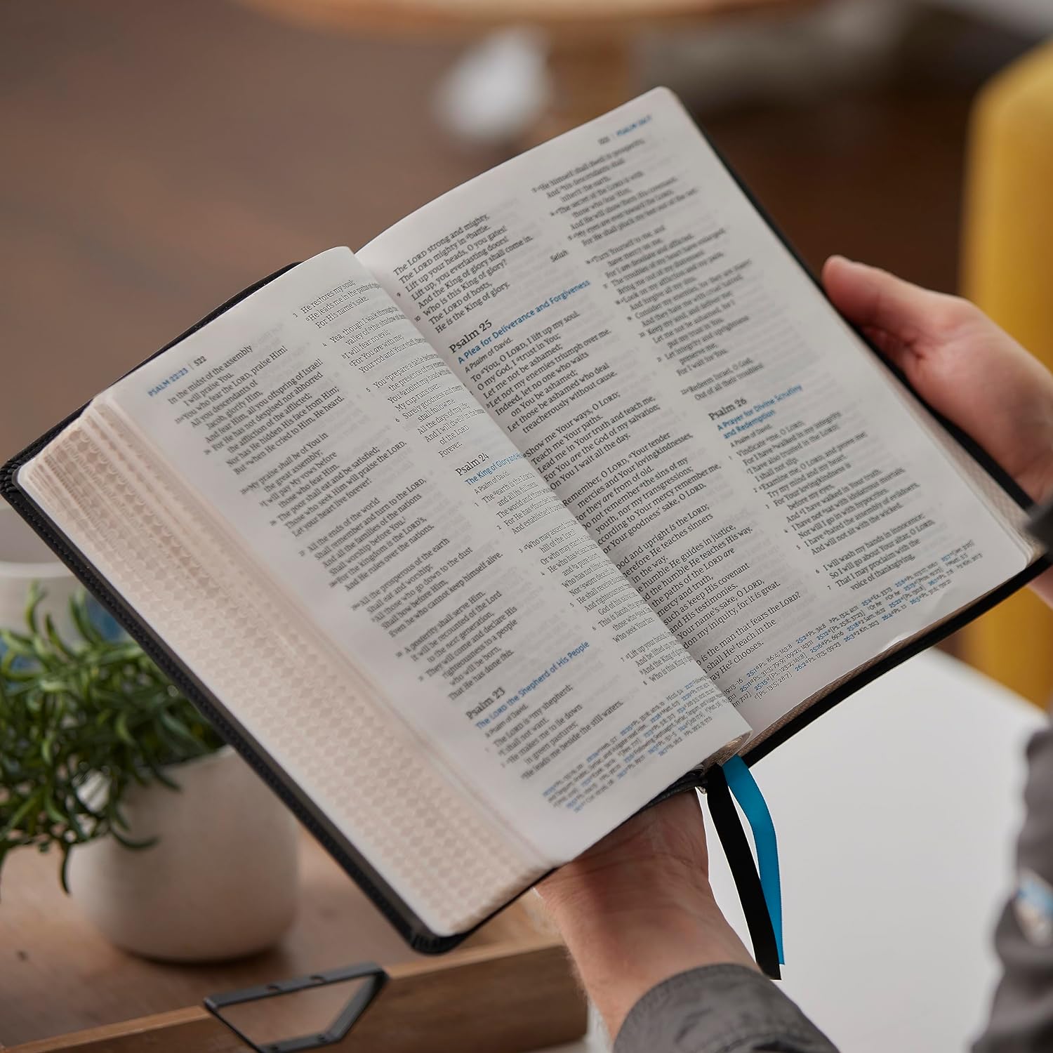 NKJV, Large Print Thinline Reference Bible, Blue Letter, Maclaren Series, Genuine Leather, Black, Comfort Print