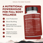 Ancestral Supplements Grass Fed Blood - Fórmula de Sangre, Hígado y Bazo, 500 mg, 180 Cápsulas
