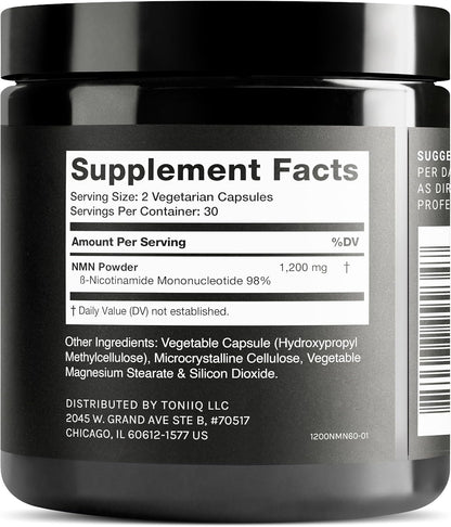 Toniiq NMN Supplement 1200mg - 60 Cápsulas – Contribuir a la longevidad celular. – Image 8