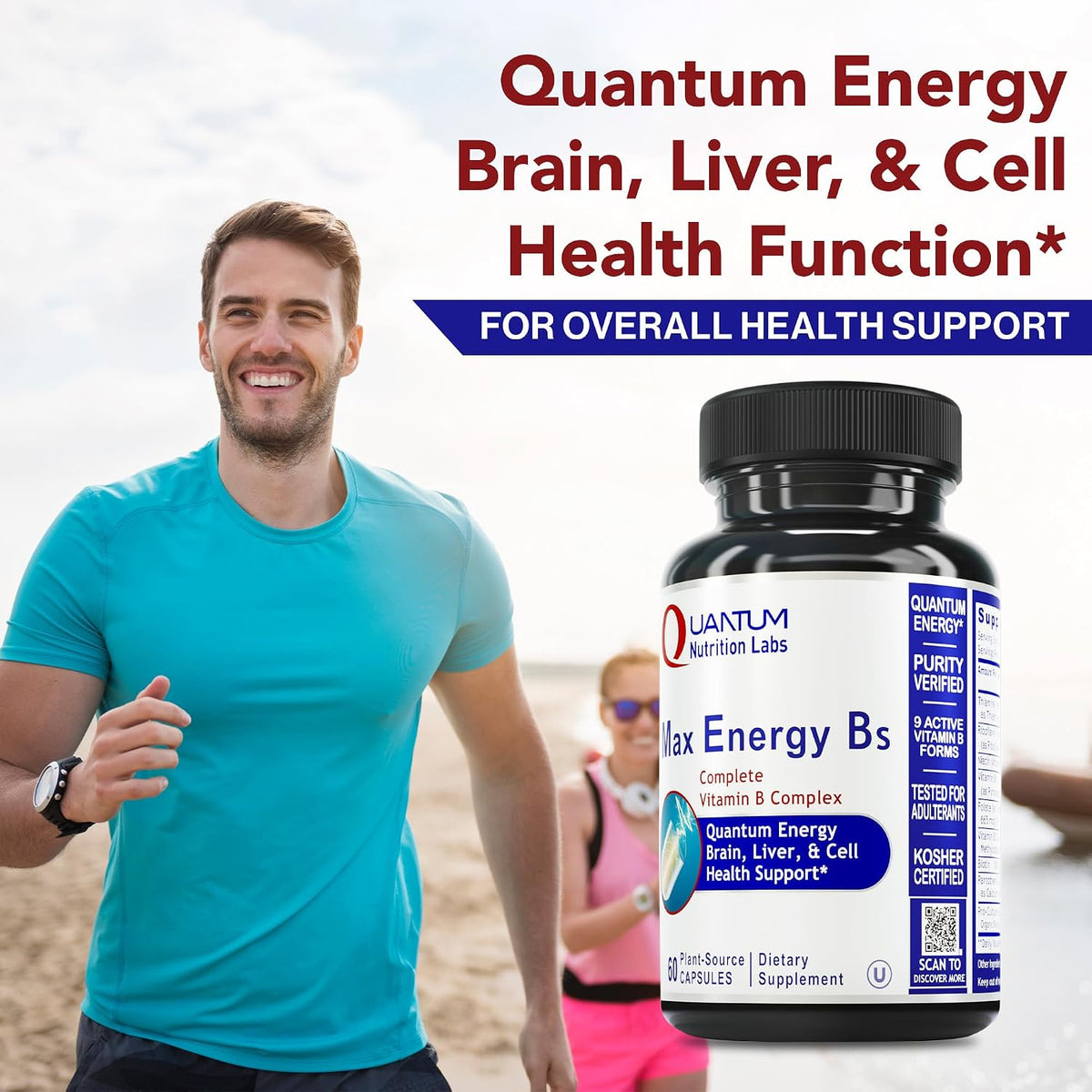 Quantum Nutrition Labs Max Energy Bs - Vitamin B Complex, Methylated B Complex Vitamins with Vitamin B1, B6, B12, Thiamin, – Image 3