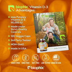 biophix Vitamina D3 10000 UI Alta Potencia - 120 Cápsulas Blandas - Non-GMO Sin Soja