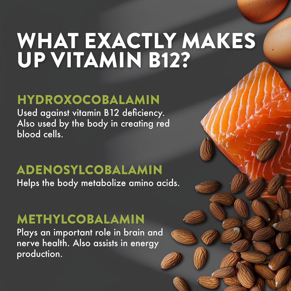 Mt. Angel Vitamins - Triple B-12 Dots | Pastillas sublinguales de rápida disolución, mezcla de metilcobalamina, adenosilcobalamina e hidroxocobalamina, apoya la energía y la salud del sistema nervioso – 60 pastillas
