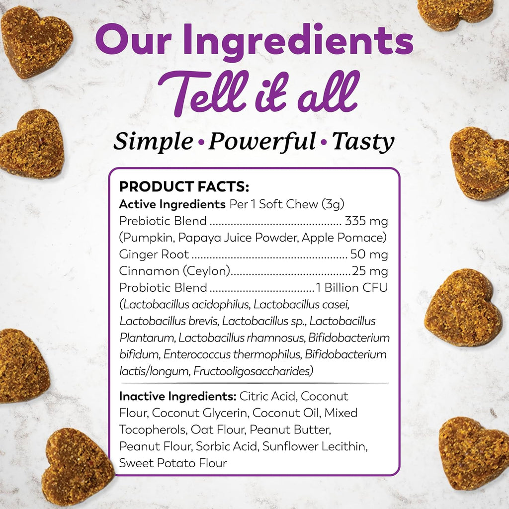 Dr. Harvey's Masticables Probióticos Digestivos para Perros, 9 Probióticos, Sabor a Mantequilla de Cacahuete (90 Masticables)