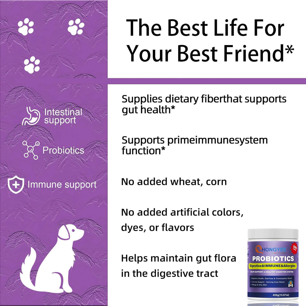 Probióticos para Perros con Enzimas, Papaya, Calabaza y Aceite de Krill - 200 Masticables