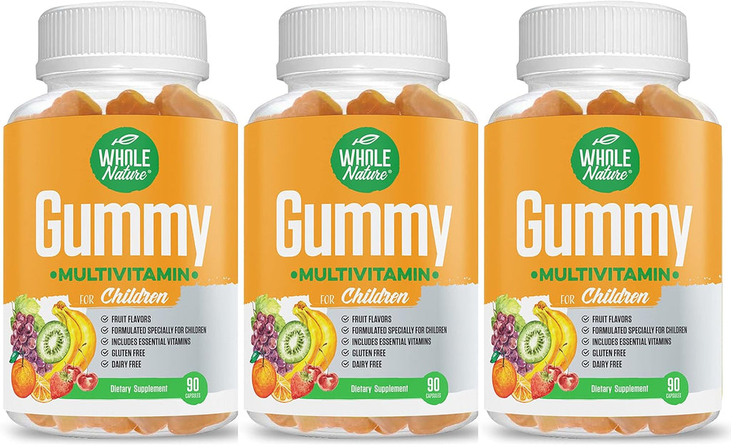 Whole Nature Multivitamínico Infantil - 90 Gomitas con Sabor a Fruta, Sin Azúcar Artificial, Sin Lácteos ni Gluten